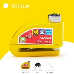 Motorcycle and Bicycle Anti-Theft Alarm Padlock with Reminder Rope and Storage Bag (Yellow)