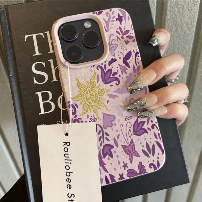Purple Sun Leaf Lichee Pattern Silicone Phone Case Cover