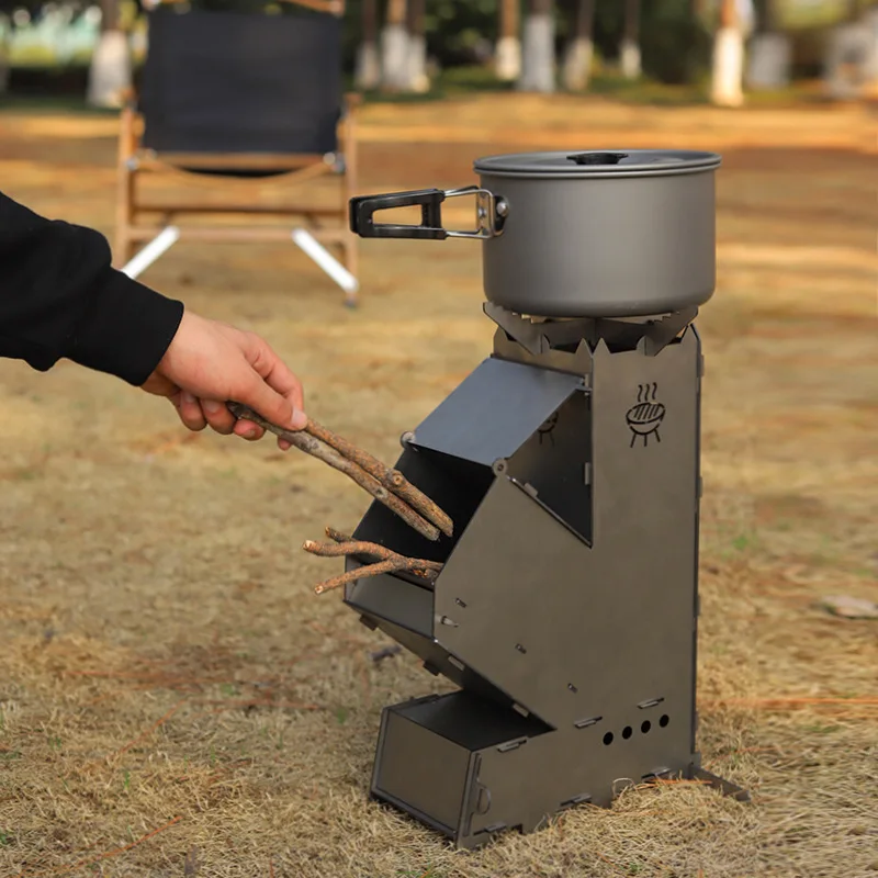 New Rocket Stove Outdoor Camping Removable Stainless Steel Firewood Grill  Portable Picnic Barbecue Oven Campfire Table - AliExpress