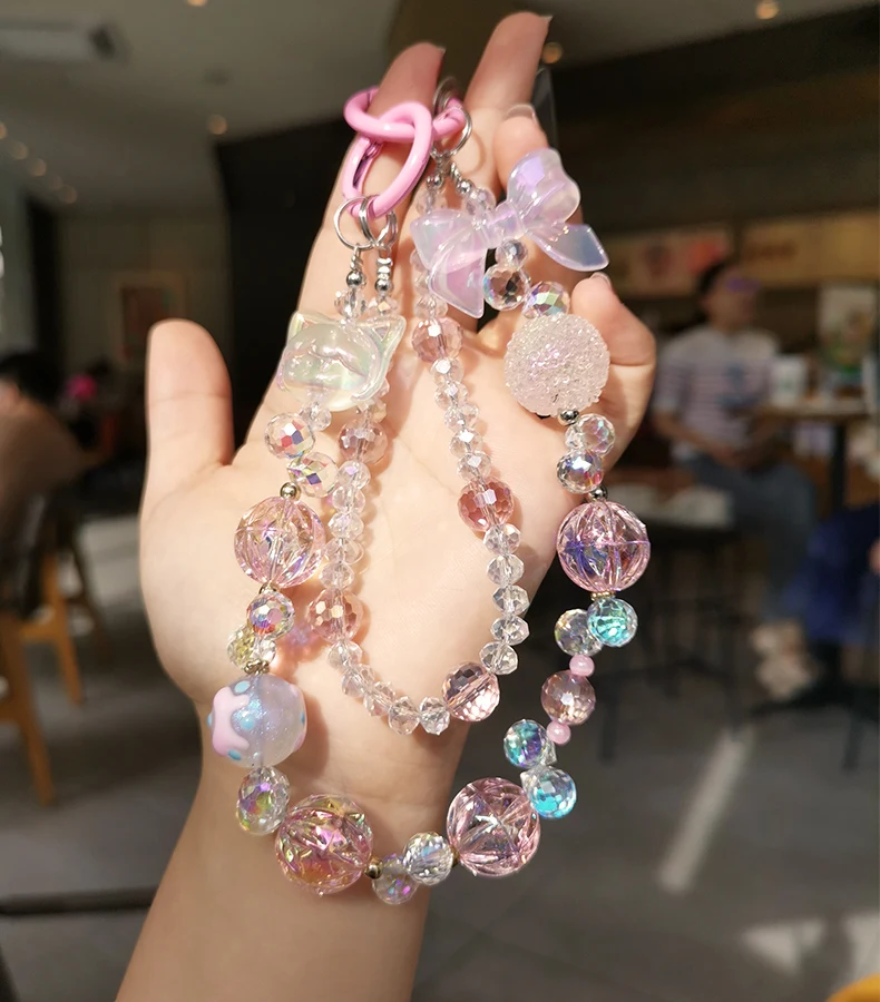 Curto cristal contas penduradas cadeia para menina,