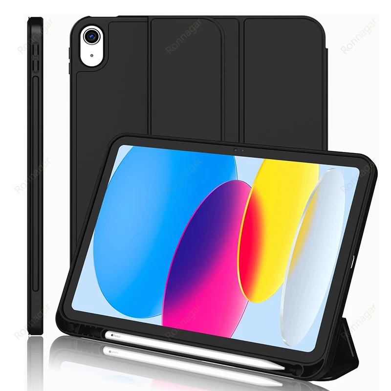 With Pencil Holder Case For iPad 10th Generation 2022 10.9Inch Slim Protective Cover iPad 10th Gen A2696 A2757 A2777 Stand Cover