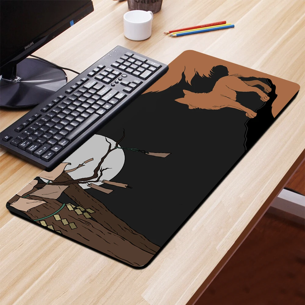 Mairuige Mousepad Anime Fox Kawaii Desk Accessories Large Mouse Pad