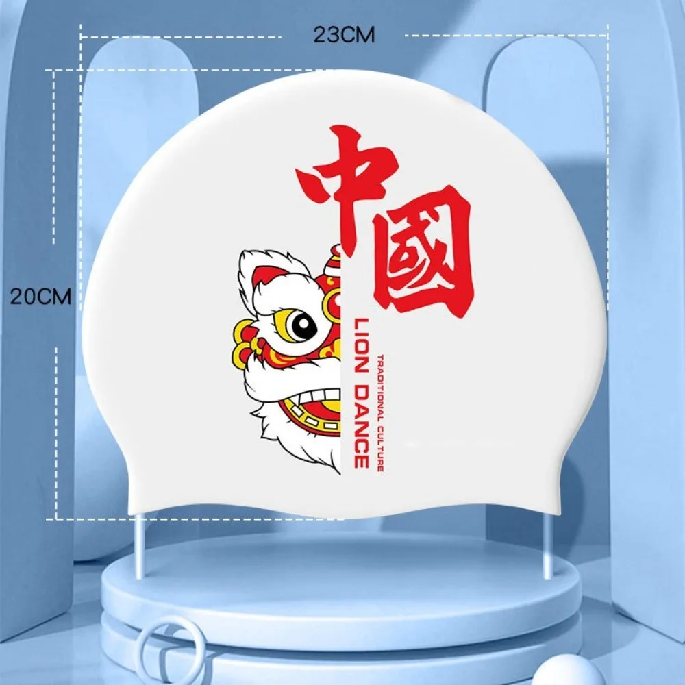 Water Sport Silica Adult Swimming Cap Lion Dance Elastic Diving Cap Lightweight Long Hair Bathing Cap Beach