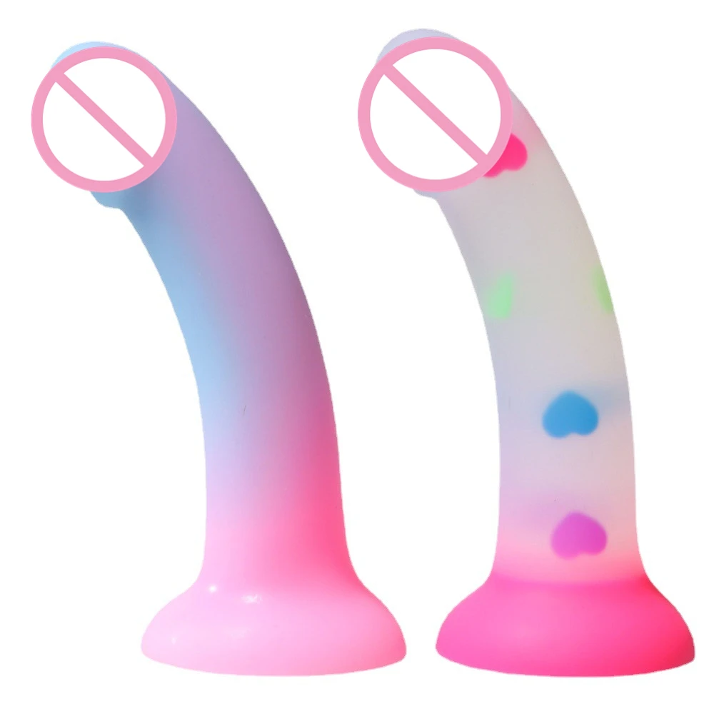 Cute Soft Luminous Dildo Female Masturbator Sex Toys For Women Men Skin Feeling Realistic Penis Silicone With Suction Cup Dildos