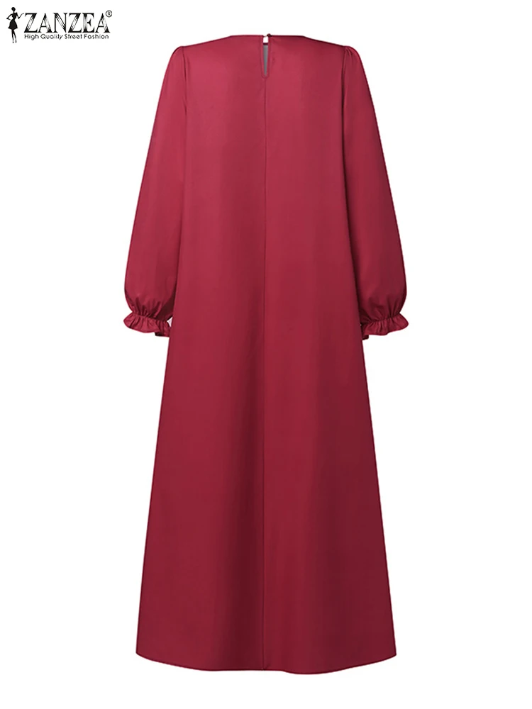 Women Stylish Floral Printed Maxi Dress Muslim Abaya ZANZEA Eid Mubarak Robe Elegant Long Sleeve Casual Vestidos Kaftan IsIamic