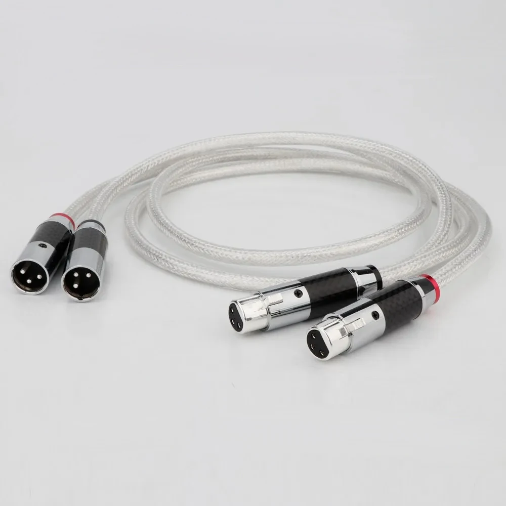 RCA-Kabel HiFi 5N Reines Silber RCA-Stecker-zu-Stecker-Kabel 18AWG Massiver PSS Reiner Silberkern RCA-Audiokabel Kohlefaser-Stecker preffair – Detail 14