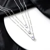 Cristal Zircon coeur étoile breloque couches pendentif collier ensemble pour femmes breloques mode carré strass femme Vintage bijoux