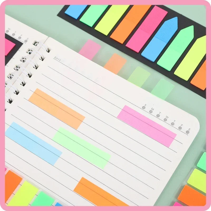 200Sheets Transparent Sticky Notes Self-Adhesive BookMark Posted It Annotation Read Book Clear Tab Kawaii Cute Stationery School 3
