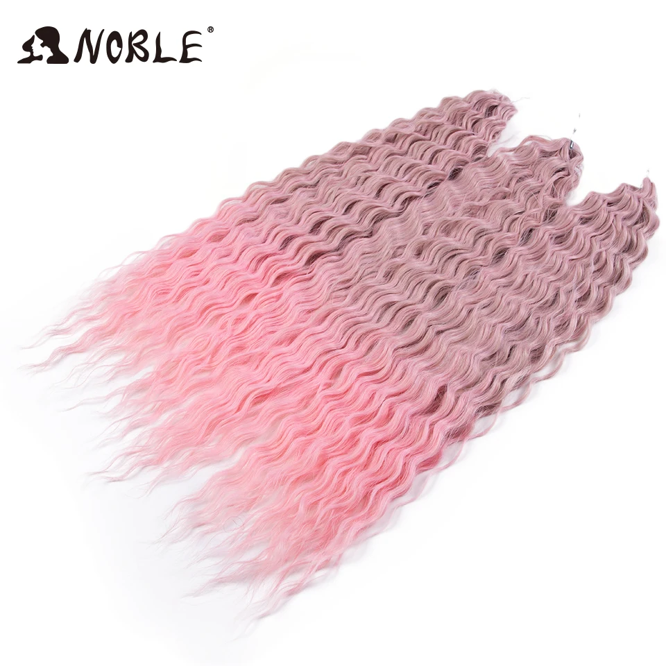 Noble Synthetic Hair Cosplay Water Wave 24Inch Twist Crochet Hair Braid Hair Ombre Blonde Pink Deep Wave Braiding Hair Extension