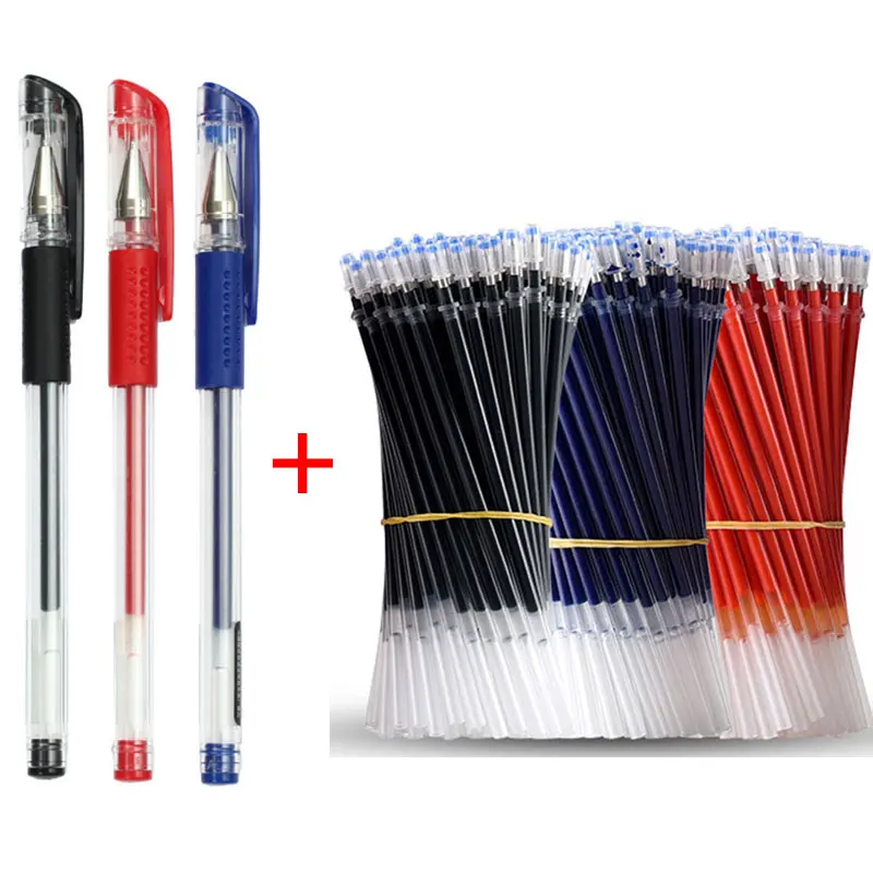 Gel Pens 25 Pcs/Set Refills Ballpoint 0.5mm Office Bullet Tip Black/Blue/Red Ink School Stationery