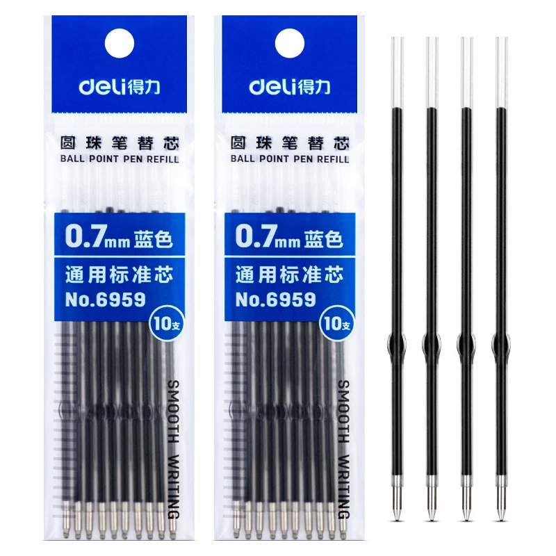 10/20/30Pcs/set 109mm Blue Ink Ballpoint Pen Replacement Core 0.7m Pen Tip Office Stationery Writing Supplies 5