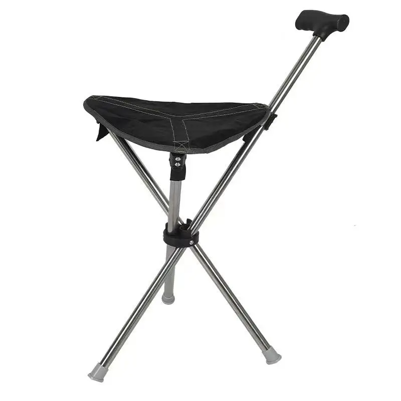 Foldable Stainless Steel Walking Stick with Seat for Outdoor