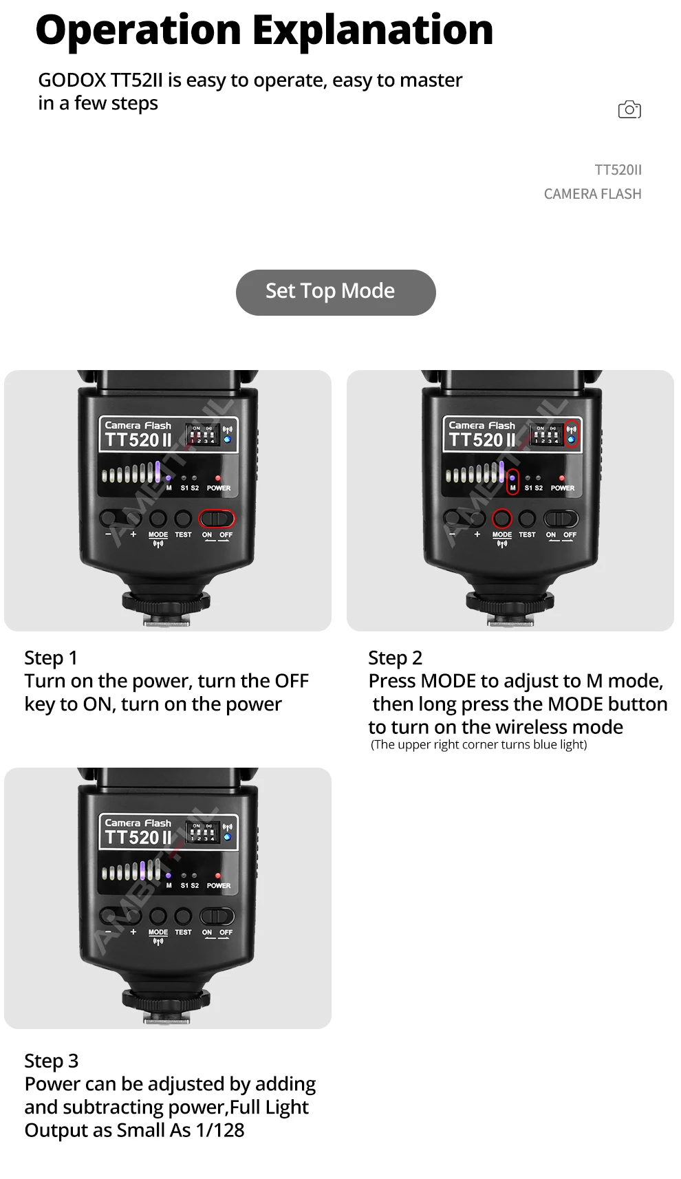Godox Camera Flash TT520II with Build-in 433MHz Wireless Signal for Canon Nikon