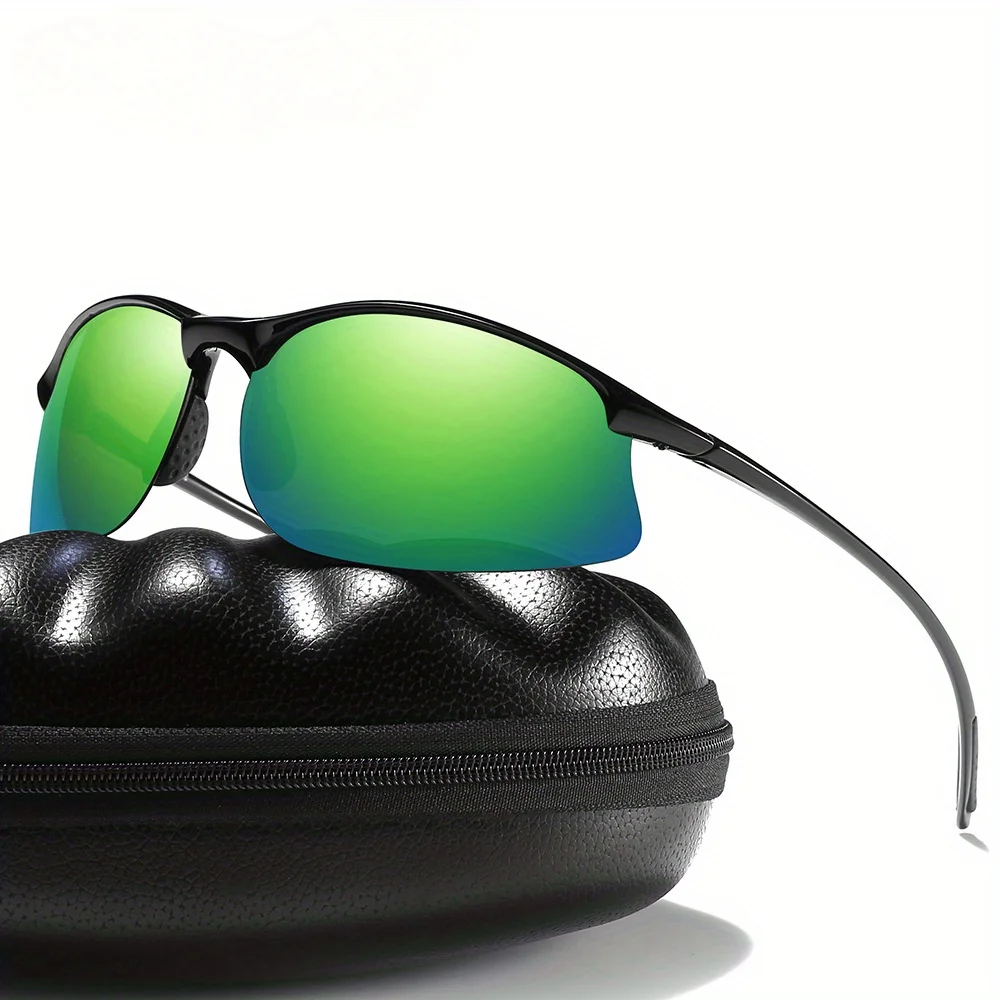 

Мужские Поляризованные спортивные очки TR90, УФ-очки для рыбалки в полуоправе с защитным чехлом, уличные очки, карманный мини-нож 2468