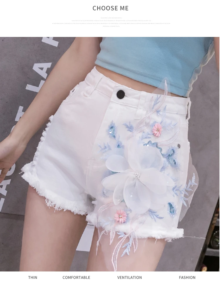 Eden 3D Flower Denim Shorts