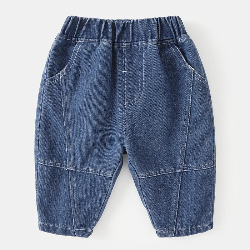 0-4Yrs Autumn Kids Jeans Children Girls Solid Color Denim Blue Pants Baby Boys Cute Casual Trousers