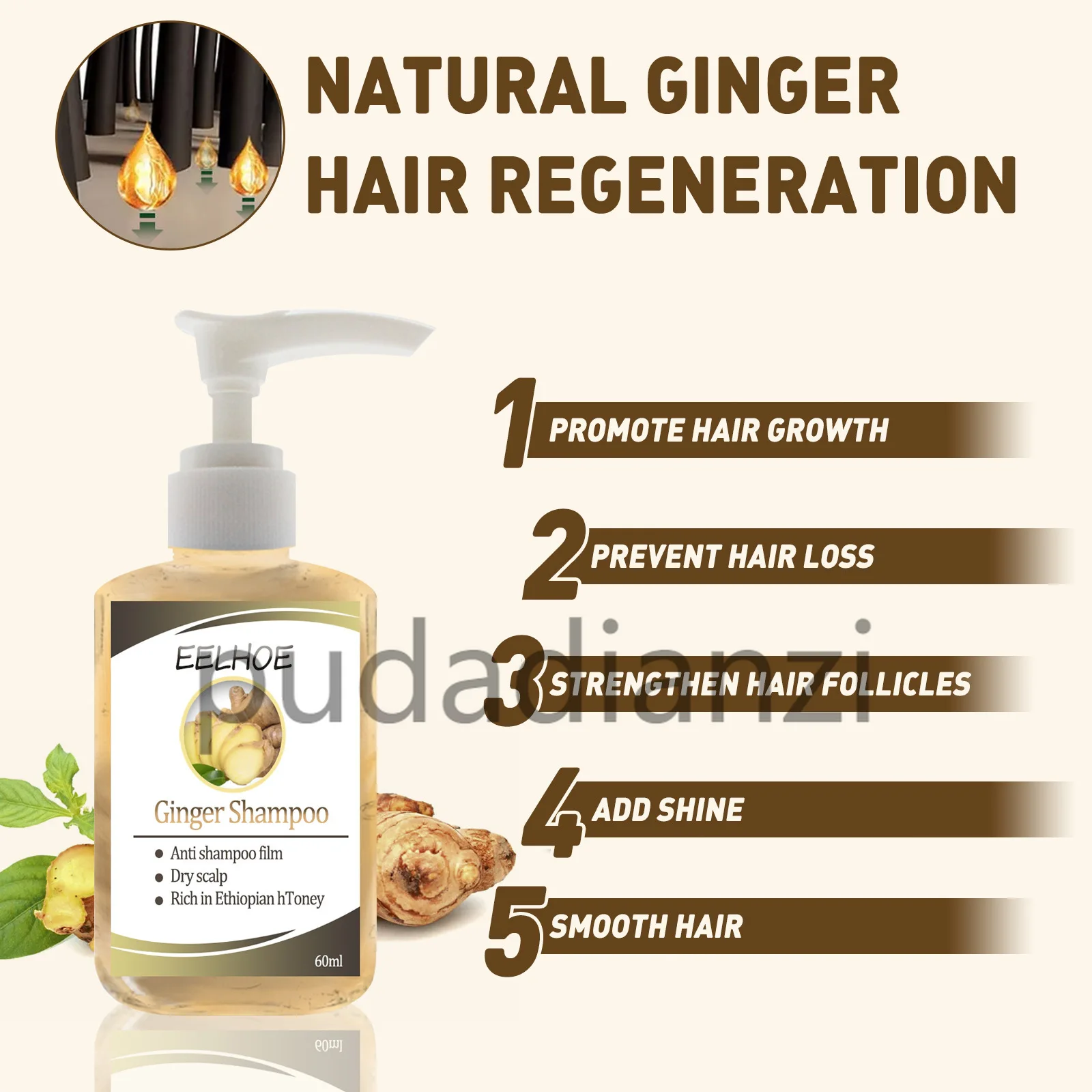 

Ginger anti stripping shampoo oil control soft silky moisturizing hair root ginger juice Shampoo hair treatment fast shipping
