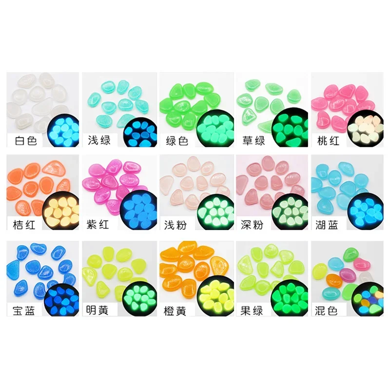 Fish Tank Ornaments 20/30/50/100/200pcs Fish Tank Decorative Aquarium Ornaments Stones Glow In The Dark Luminous Pebbles Stones Garden Ornament