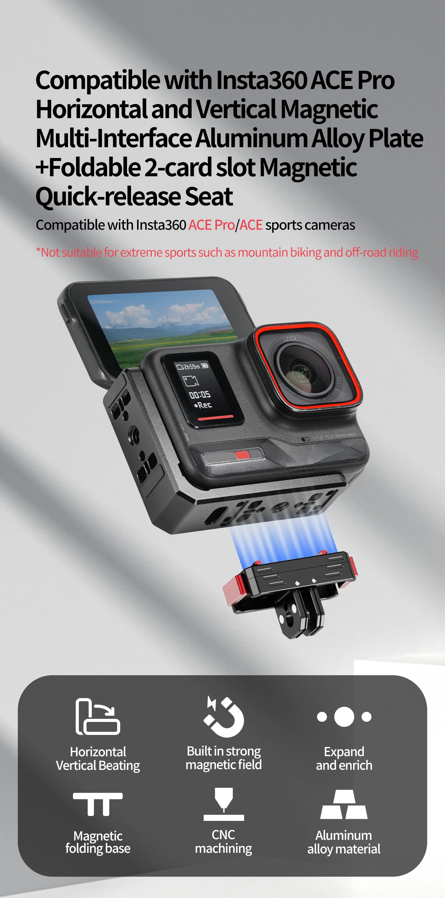 Für Insta360 Ace Pro Vertikale horizontale Halterung 9:16 16:9 Video Magnetische Kamerahalterung für ACE & ACE PRO Stativzubehör – Detail 19