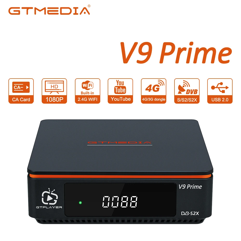 thumbnail image 1 of Receptor de satélite GTMedia V9 Prime, DVB-S, S2, S2X, HEVC Main10, AVS + BISS, Auto Roll, WiFi 2.4G integrado, PowerVu compatible con Mars, 1 of 5