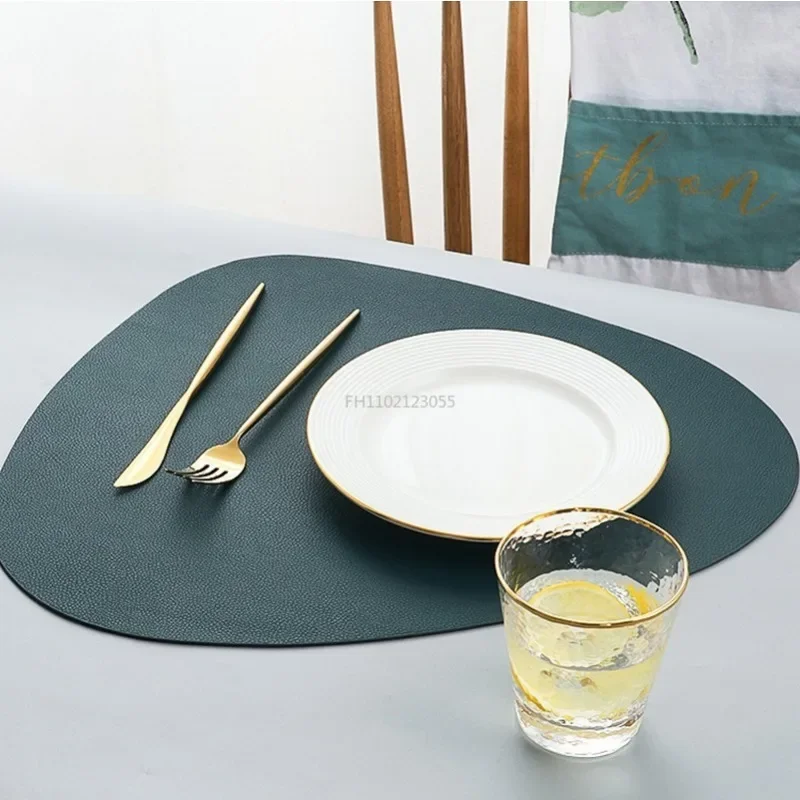 Nordic Western Placemat Double-layer Irregular Oil-proof Heat Insulation Pad Hotel Leather PU Table Mat Dinner Plate Mat&coaster