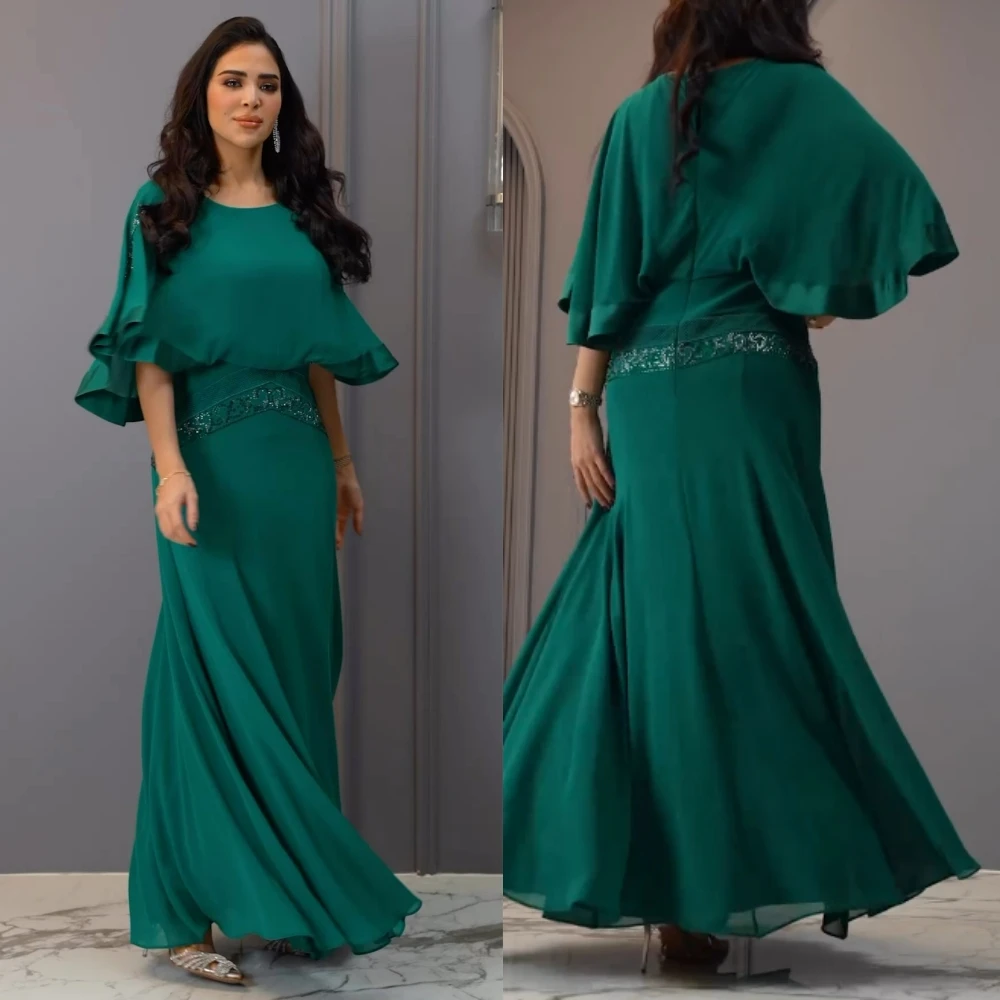 Jiayigong  Chiffon Ruffle Homecoming Sheath O-Neck Bespoke Occasion Gown Midi Dresses Saudi Arabia
