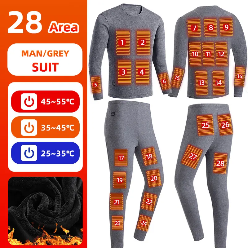 Electric Heated Underwear Set - App Controlled Thermal Top & Pants For Men & Women
