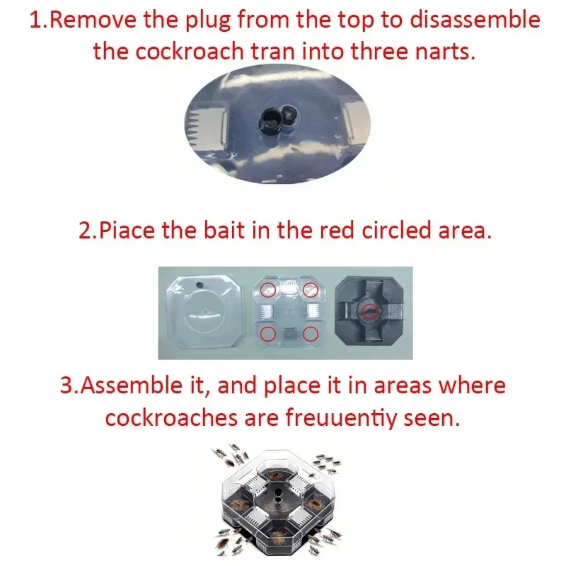 Cockroach Trap Bug Catching Tool Cockroach Box with Cockroach Feed Safety Physical Bug Size Pass Kill Trap Home Indoor Kitchen