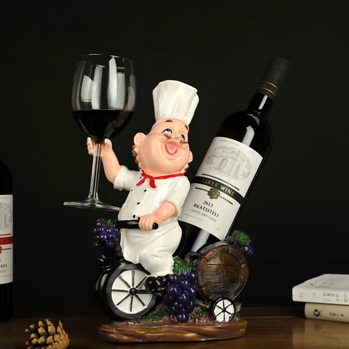 Creative Chef Wine Stand Decorative Resin Cook Statue Goblet
