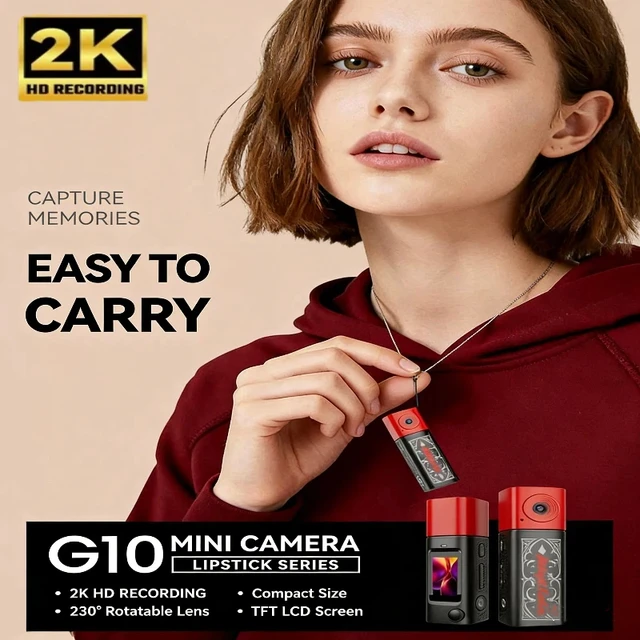 G10 Lipstick Thumb Mini Camera 2K HD Portable Sports Camcorder Students Outdoor Photography Video Vlog Long Battery Life Gift 1