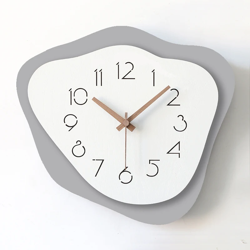 Irregular Shape Wood Wall Clock GRAY  
