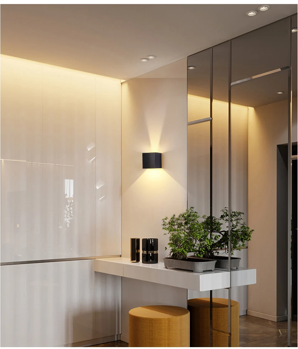 LED Wall Lamps 7W Cold White Warm White Waterproof Outdoor Interior Modern Nordic Square Wall Lights For Indoor Garden Corridors