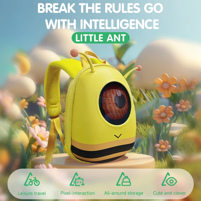 LED Display Hard Shell Intelligent Bluetooth Glowing Eyes Backpack Girl Children's Birthday Bag Holiday Gift Garden bag 2