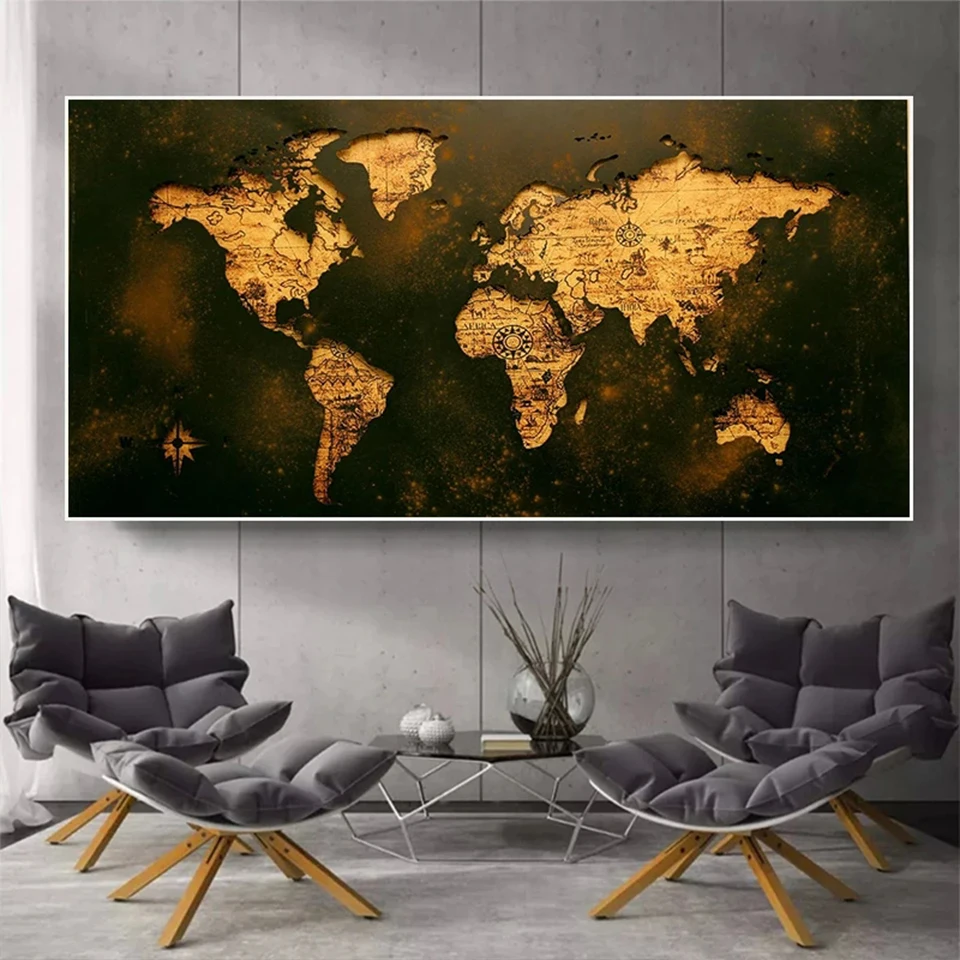 

Diy 5D Gold World Map Diamond Painting Kits mosaic vintage full round/square Diamond emboridery gift diamond stitch office decor