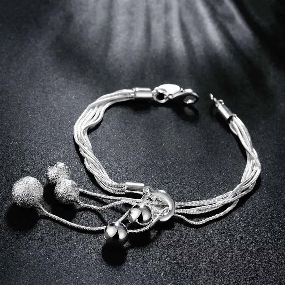 Charm Bracelet Charms beads Chain Beautiful bracelet silver color fashion for women Wedding nice jewelry chain bracelet charm bracelet silver bracelet