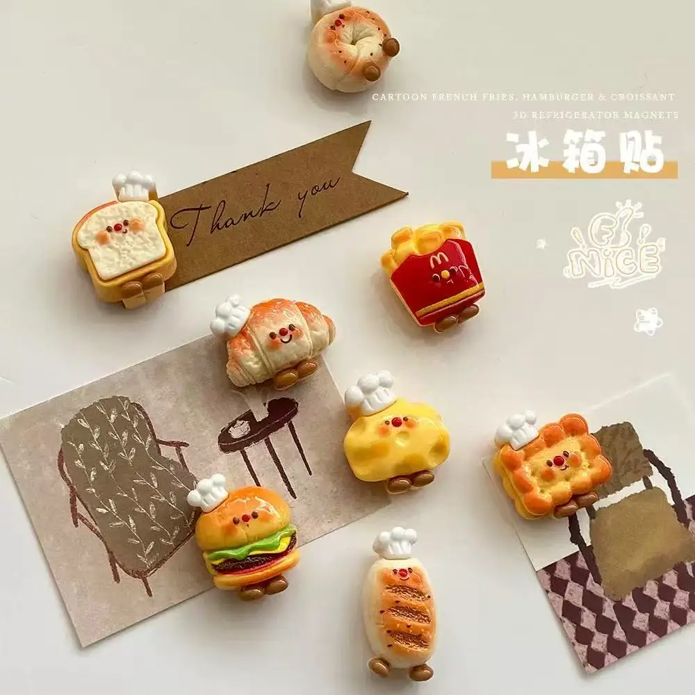 Set of 9 Adorable Hamburger and Fries Fridge Magnets - Perfect Gift