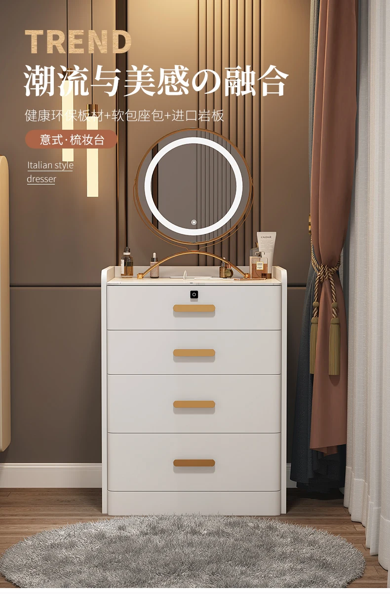 Description Picture 2 of itemSolid Wood Dressing Table Bedroom Furniture Home Modern White Multifunctional Dresser Makeup Desk Vanity Bedroom Furniture