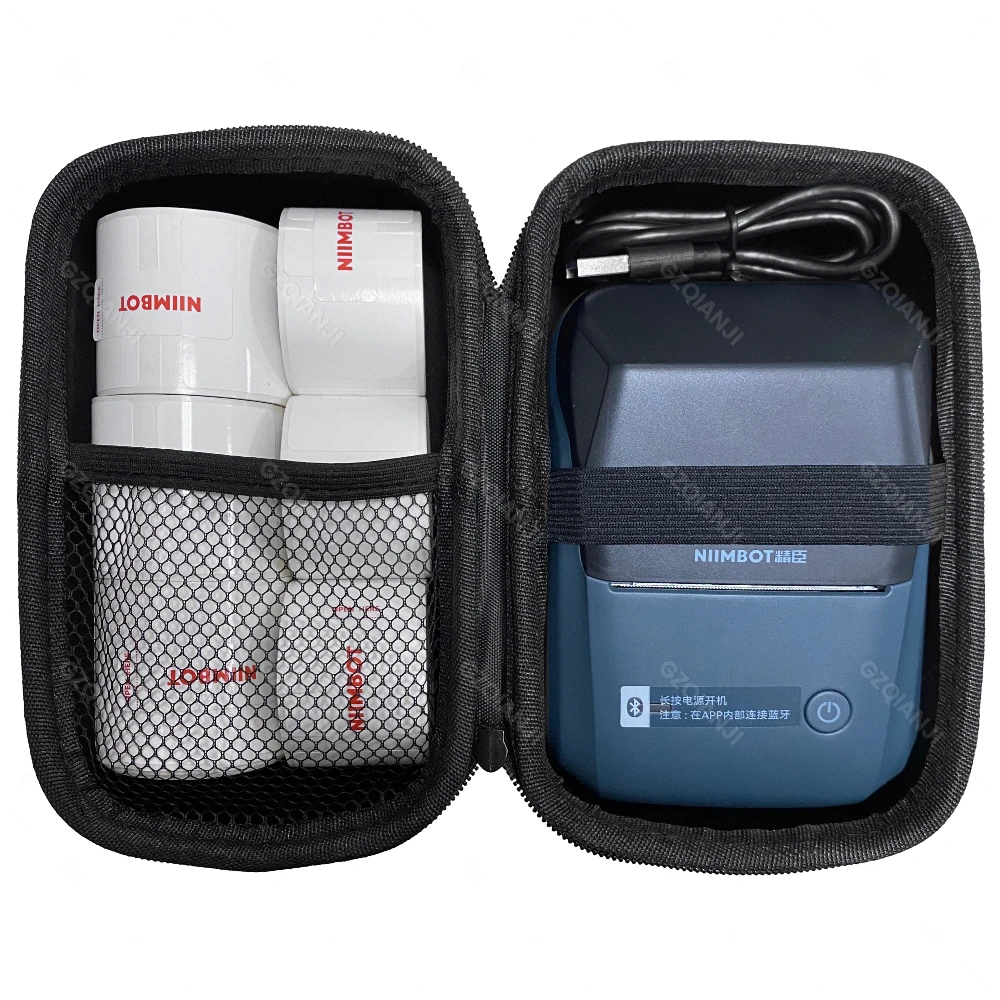 Durable Black Niimbot B1 B21 B21PRO D110 D11 D101 Label Printer Maker Protection Bag Case Label Sticker Carry Zipper Storage Bag