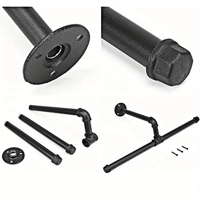 Industrial Pipe Clothing Rack Wall Mount, Industrial Pipe Clothing Rack, Heavy Duty Iron Garment Rack Bar For Closet, Laundry Ro