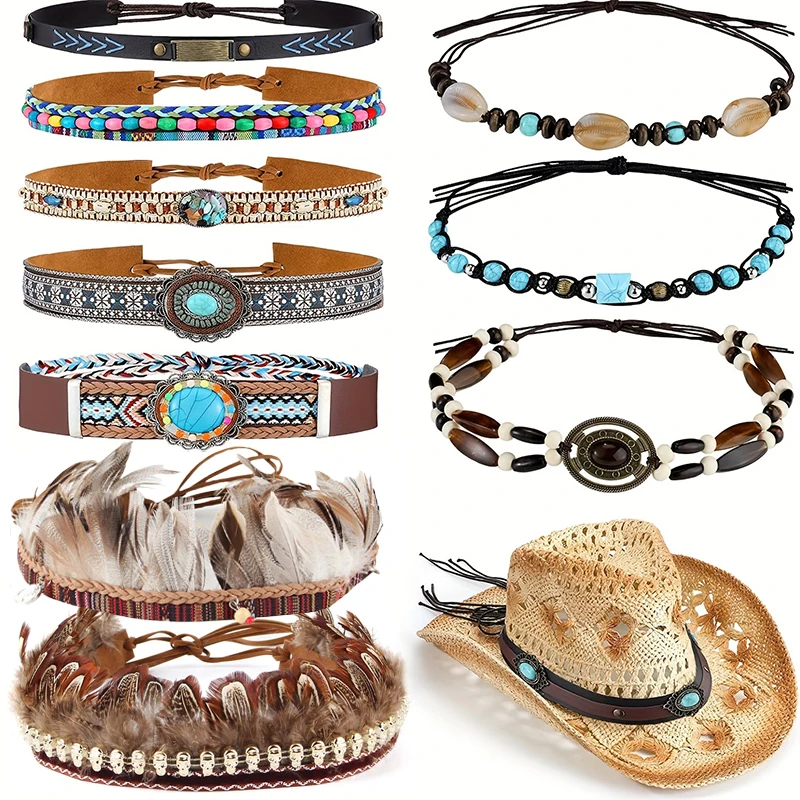 Ethnic Style Pu Leather Decorative Belts For Hat Accessories Ribbon Rope Diy Headband Fashion Decoration