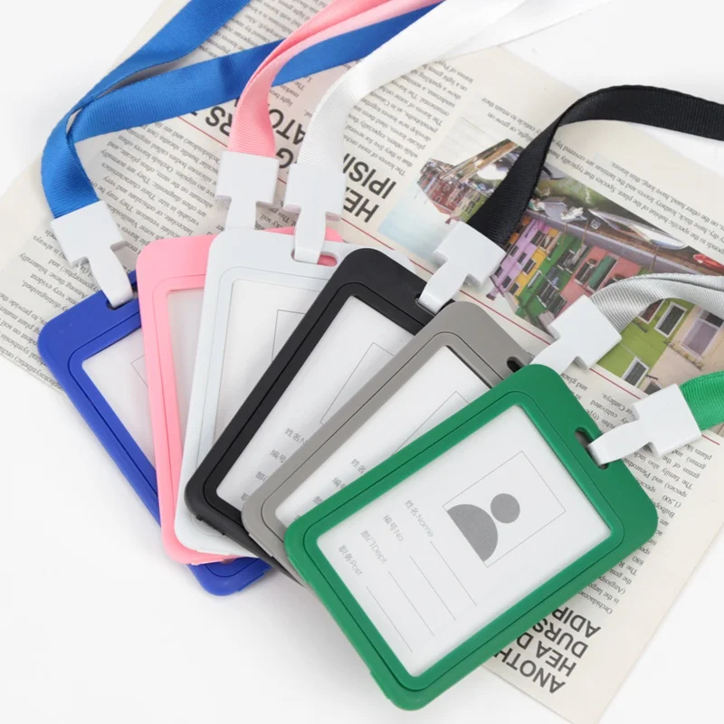 1Pc Card Holder ID Card Sleeve Credit Cover Bus Card Case Credential Badge Holder Lanyard for Business Meeting Hang Pass Tag