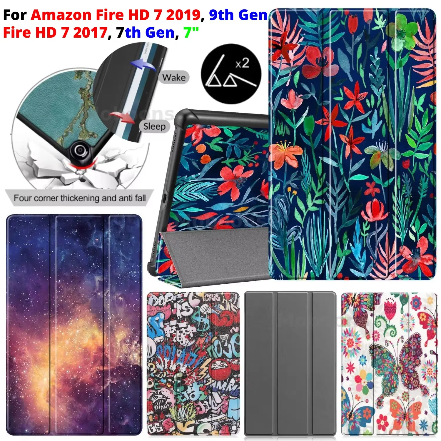 Tri-Fold PU Leather Stand Cover with Sleep/Wake Function - Shockproof Tablet Case