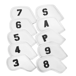 Set of 10 Embroidered Golf Iron Headcovers - Durable Club Protection with Numbered Design for Enhanced Training and Play (WHITE)