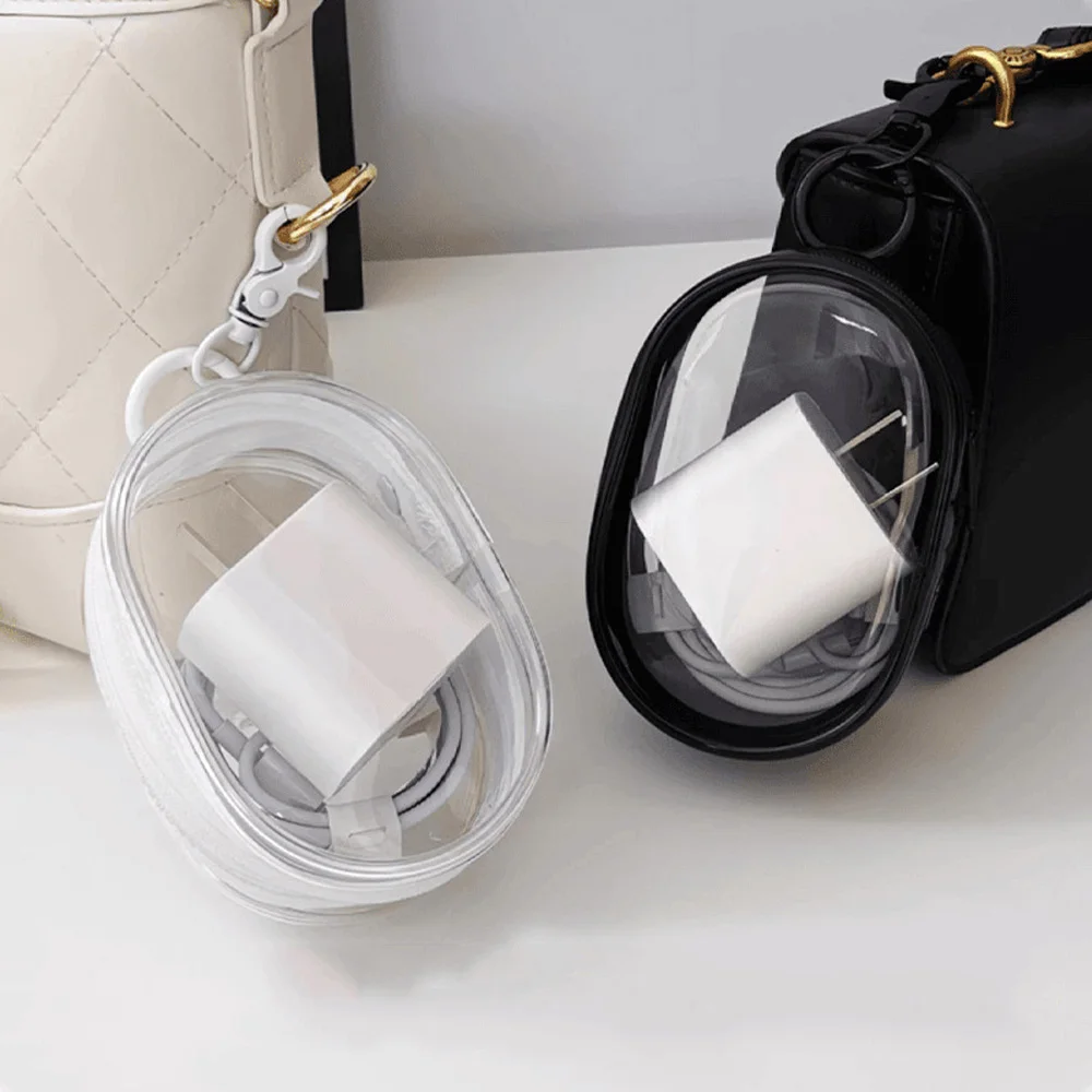 Transparent Storage Box Jewelry Organizer Data Cable Protective Cover Portable Doll Toy Pouch Keychain Bag Zipper Coin Purse