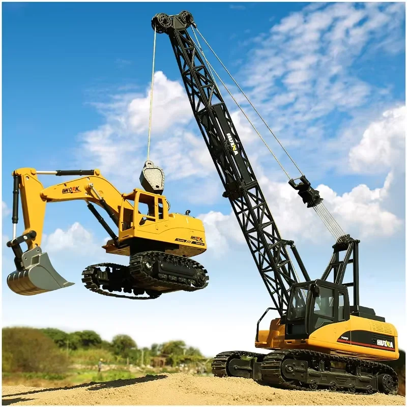 HUINA 1:14 RC Truck Crawler Alloy Tractor Engineering Car 2.4GHz Remote Controlled Car 15 Channel RC Crane Toys for Boys Kids 6