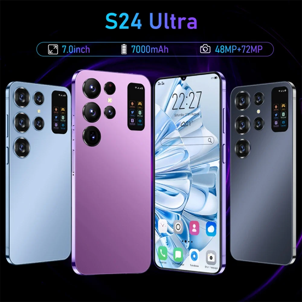 2024 Original S24 Ultra Smartphone 5G 7.0HD 16G+1T Dual Sim Cellphones Android Cell Phone Face Recognition 7000mAh Mobile Phone 1