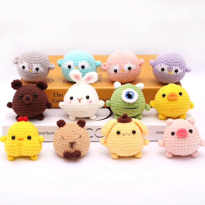 Crochet Mermaid Doll Crochet Animal Doll Handmade Knit Rabbit Capybara Small Bear DIY Cartoon Doll Key Holder