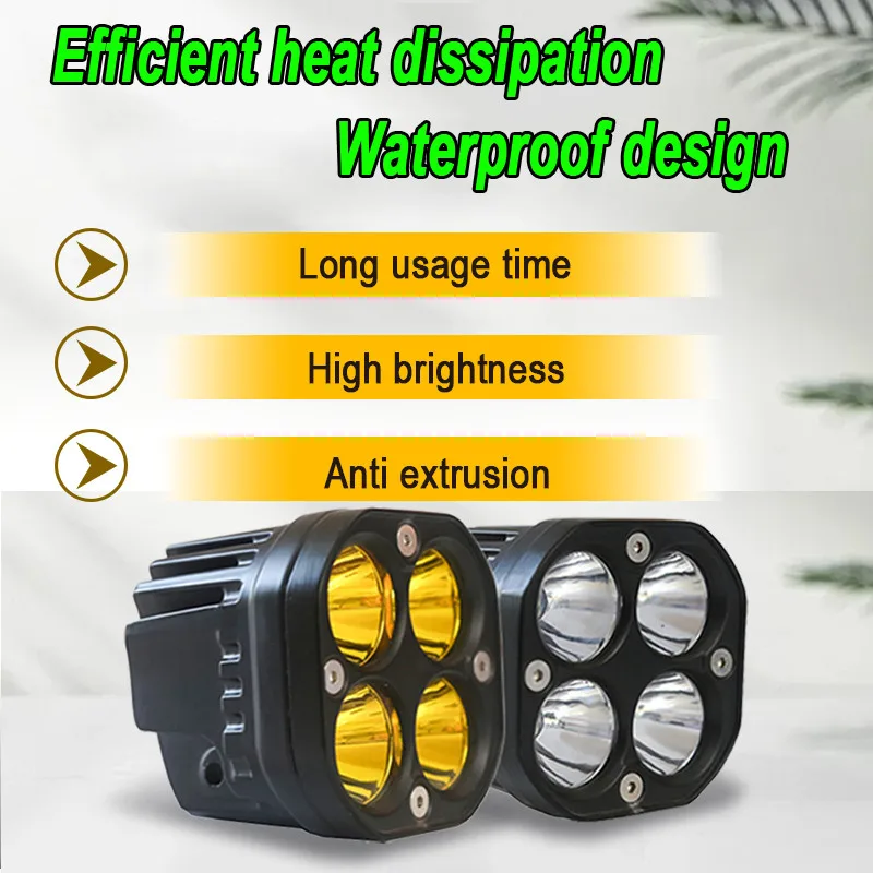 2X Spot Light Driving LED Motorcycle Headlight Fog Lamp Hi/Lo White Off Road ATV 2X Spot Light Driving LED Motorcycle Headlight Fog Lamp Hi/Lo White Off Road ATV