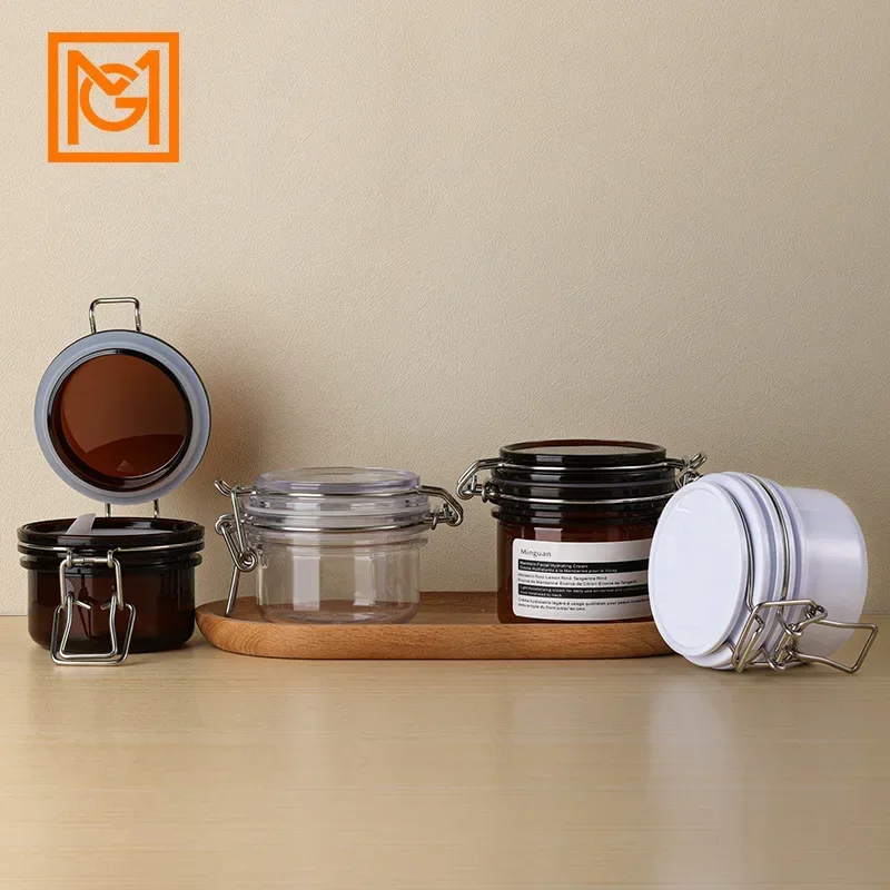 

250g Clear PET Jar With Plastic Lid Empty Storage Case Cosmetic Cans Refillable Bottle Makeup Pots Refillable Bottle Plastic