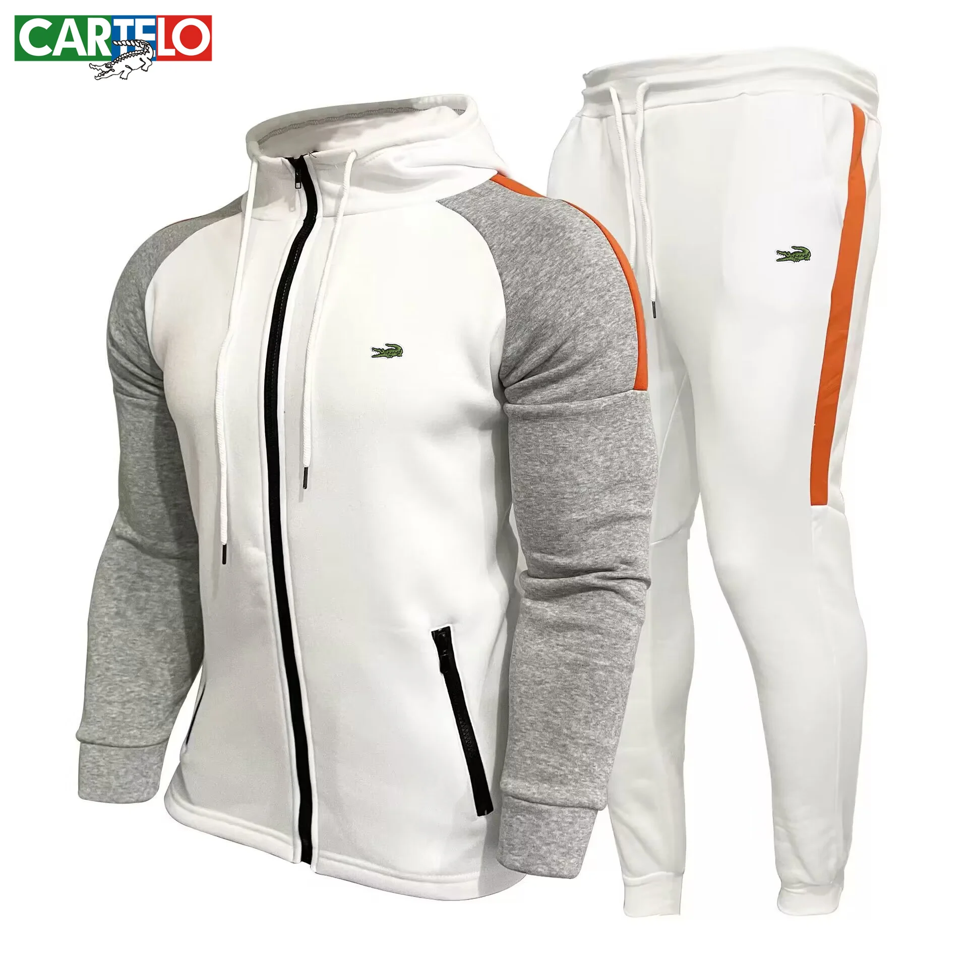 CARTELO Spring and Autumn Fashion Men's Embroidery Hoodie Set Casual Sweater Panel Tops Pants Sportswear High Quality Clothes